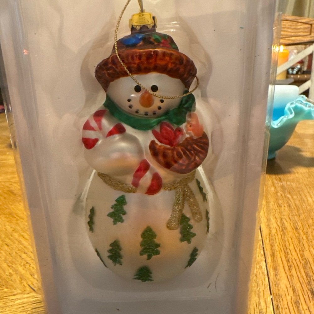 Retired Partylite  Blown Glass Smowman